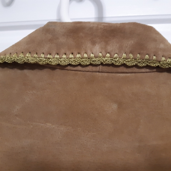 Vintage Costa Blanca Tan Suede Fringe Leather Jacket Size M - Picture 6 of 9